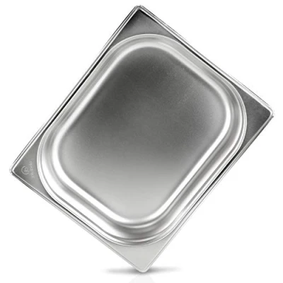 Image de jokobela Récipient Gastronorm 1/2 65mm (capacité 4 L) en acier inoxydable de qualité supérieure Dimensions: 325 x 265 65 mm pour un chauffe plat ou bain marie (0,6 d&#039;épaisseur)