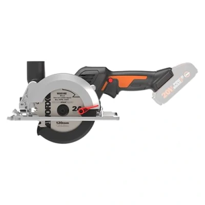 Image de WORX NITRO Scie Circulaire sans Fil 20V Moteur Brushless Multimatériaux Avec 3 Lames ⌀ 115 mm Coupe d&#039;onglet 0 46 120 WX531.9 (livrée batterie ni chargeur)