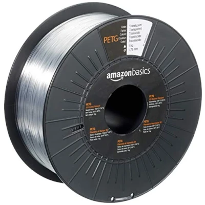Image de Amazon Basics Filament PETG pour imprimante 3D 1.75 mm Translucide Bobine 1 kg