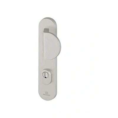 Image de Bricard 9900071 Ensemble de Poignées Blindées sur Plaque Essential Palière Béquille + Aileron pour Porte d’Entrée (pour Cylindre Européen), Coloris Argent