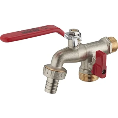 Image de Robinet de Jardin avec Manette Plate Quart Tour Double Sortie AROZ