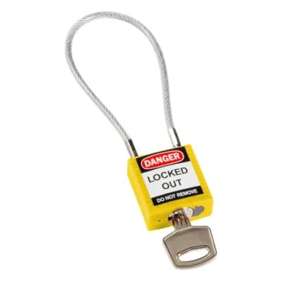 Image de Cadenas de Sécurité Compact à Câble, 32mm x 16mm 200mm, Jaune