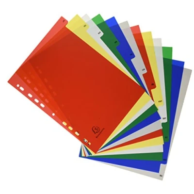Image de Exacompta Réf. 95E Intercalaires en polypropylène avec 12 onglets imprimés mensuel de Janvier à Décembre couleur Page d&#039;indexation imprimable Format classer A4 Dimensions 22,5 x 29,7 cm