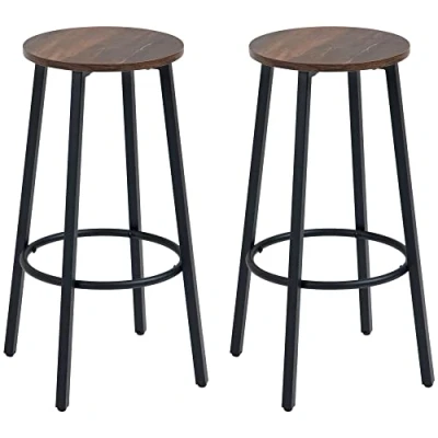 Image de HOMCOM Tabouret de Bar, Lot 2 chaises Bar avec Repose Pieds, comptoir Structure en Acier, Chaise au Design Industriel, Cuisine pour la Salle à Manger, Le