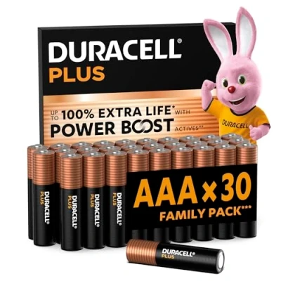 Image de DURACELL Plus Piles AAA (Lot de 30) Alcalines 1,5 VDurent Jusqu’à 100% Longtemps grâce aux Actifs Power BoostFiable pour Vos Appareils du QuotidienEmballage 0% PlastiqueLR03 MN2400