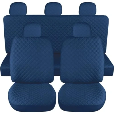 Image de Susy Shop Housses de siège voiture universelles, avant et arrière, compatibilité universelle montage simple (ensemble complet, bleu foncé)
