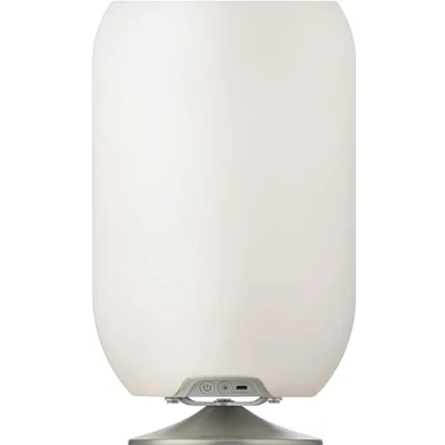 Image de Kooduu Atmos Lampe d&#039;Enceinte Portable Lumière LED dimmable, Haut Parleur Bluetooth sans Fil avec Support de Bouteille vin intégré Décoration d&#039;intérieur et d&#039;extérieur, Argent Dépoli