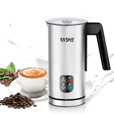 Image de YASHE Mousseur a Lait 4 En 1,240 ml à éLectrique, Automatique Chauffe Lait, pour Lattes, Cappuccinos, Chocolat, Silencieux &amp; Facile Nettoyer