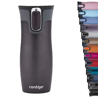 Image de Contigo West Loop Autoseal Travel, Thermique en acier inoxydable, Fiole à vide, Gobelet étanche, Tasse café avec couvercle facile nettoyer sans BPA Mixte Adulte, Gris (Gunmetal), 470 ml