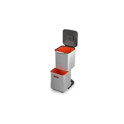 Image de Joseph Totem Poubelle de cuisine pour le tri et recyclage des déchets, avec composteur intégré filtre à charbon actif remplaçable, capacité 40 litres, acier inoxydabl