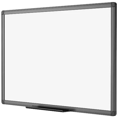 Image de VIZ PRO tableau blanc magnétique effaçable à sec 120 x 90 cm, avec cadre en aluminium noir et porte stylos