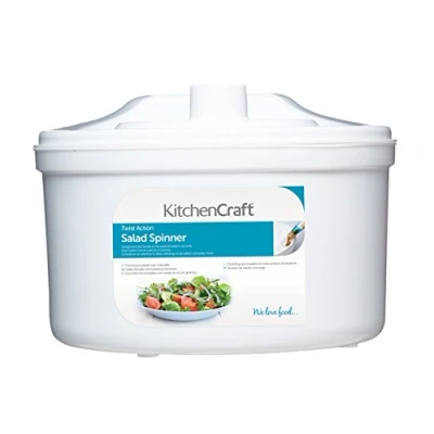 Image de KC BLUE Kitchen Craft Essoreuse à Salade avec Manivelle, Certifiée sans Bisphénol A (BPA), 22.5 cm Blanc