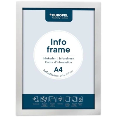 Image de EUROPEL Cadre d&#039;affichage autocollant magnétique en PVC, A4 argent, set 2 pièces, adhésif repositionnable, visible recto verso, portrait ou paysage
