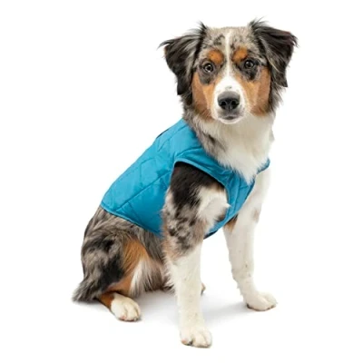 Image de Kurgo Veste pour chien Loft, Combinable avec un harnais chien, résistant à l&#039;eau et bande réfléchissante, Idéal l&#039;hiver, taille S, bleu/orange