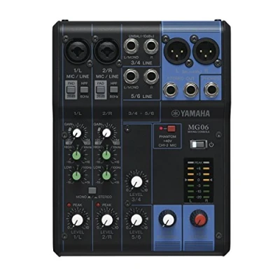 Image de Yamaha MG06 Console de mixage compacte avec 6 canaux d&#039;entrée et préamplis micro D PRE