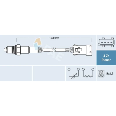Image de FAE 77242 Sonde lambda chauffé Bleu PEUGEOT: 206 3/5 portes, 307 CC, CITROËN: Xsara Picasso, C4 I 5 portes