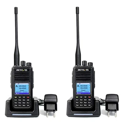 Image de Retevis RT3S DMR Talkie Walkie Numérique Dual Band 3000 Canaux GPS DCDM TDMA Compatible avec Mototrbo Radio (Noir, 2 pcs)
