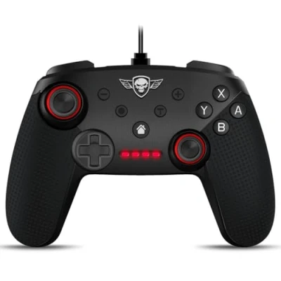 Image de SPIRIT OF GAMER Manette Switch PGS Bluetooth Gamepad Pro Gaming Noir Sans Fil/Wireless USB Rechargeable Grip Control Double Moteurs de Vibration Autonomie 12 Heures