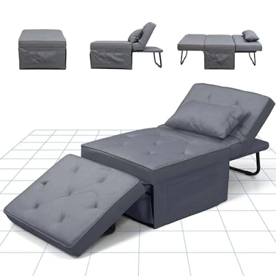 Image de FLEXISPOT Fauteuil Relax 72x69x35cm Lit Convertible Dossier, Chaise Longue 3 en 1, de Couchage Extensible avec Fonction Lit, Capacité Charge Jusqu&#039;à 300 kg, Gris
