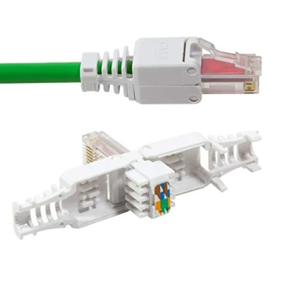 Image de odedo 4x Connecteur de sertissage sans outil CAT 6 UTP RJ45 Fiche réseau pour câble brassage jusqu&#039;à 6,3 mm AWG 23 26 Montage avec contacts dorés, cat.6