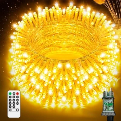 Image de Guirlande Lumineuse Intérieur Exterieur LED Noel 45M 400 de avec Télécommande et Minuterie 8 Modes D’éclairage Étanche IP44 Décoration Festivals Mariages, Blanc Chaud