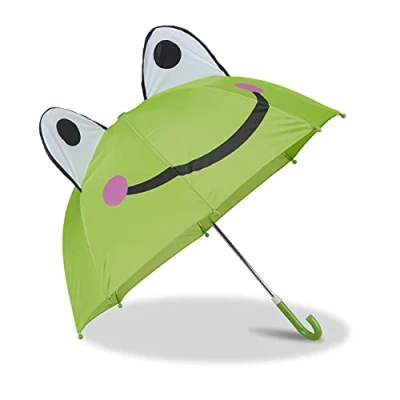 Image de Relaxdays Parapluie pour enfants motif grenouille effet 3D fille garçon forme cloche, vert