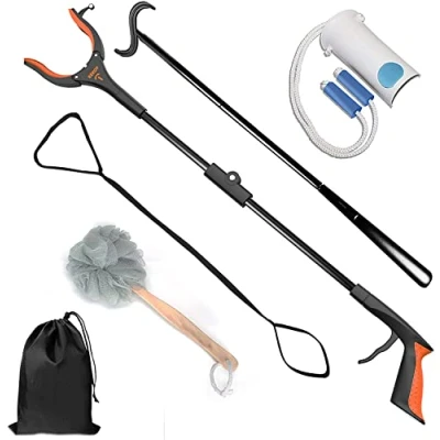 Image de Kit de Récupération des Genoux et Hanches 6 en 1, Inclus Pince Ramassage 80 cm, Aide Enfile Bas, Chausse Pied, Bâton Pansement, Sangle Levage Jambe, Bain Douche Éponge