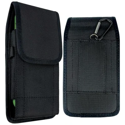 Image de MyGadget Étui Ceinture pour Smartphone [ Jusqu&#039;à 7 Pouces ] Pochette avec Mousqueton Support Horizontal ou Vertical Coque Noir