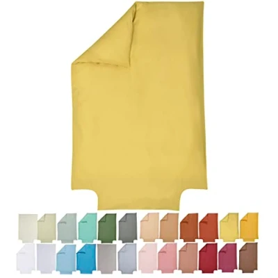 Image de P&#039;tit Basile Housse de Couette 100x135 ou 100x140 cm 100% Coton Bio 57 Fils certifié sans substances nocives Jaune Or Ocre Idéal pour lit bébé 60x120 70x140 Rabat Border