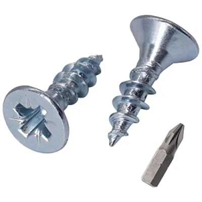 Image de SKIR&#039;CO (100 pièces) Vis à Bois Acier Zingué 4,0 x 14 mm, Tête Fraisée Pozidriv, pour Aggloméré, PZ Entièrement Fileté