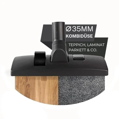 Image de Maxorado Buse d&#039;aspirateur 35 mm combinée pour aspirateur Compatible avec Bosch Siemens AEG Quigg Kärcher Fakir EIO Samsung Panasonic Clatronic Brosse