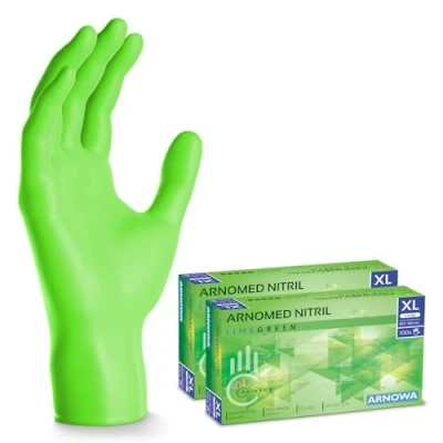 Image de ARNOMED gants jetables vert, nitrile taille XL, gant jetable 200 pièces (2 boîtes), en non poudrés &amp; sans latex, cuisine, a usage unique XS, S, M, L XL
