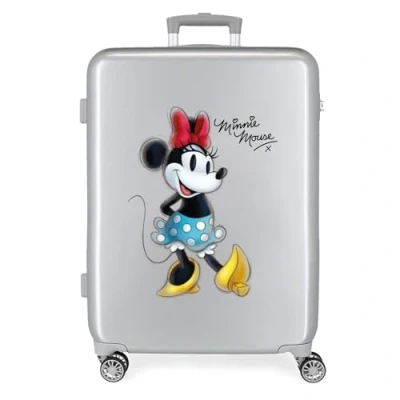 Image de Disney 100 Minnie Joyful Valise Moyenne Grise 48x70x26 cms ABS Rigide Fermeture TSA intégrée 81L 2 kgs 4 Doubles roues