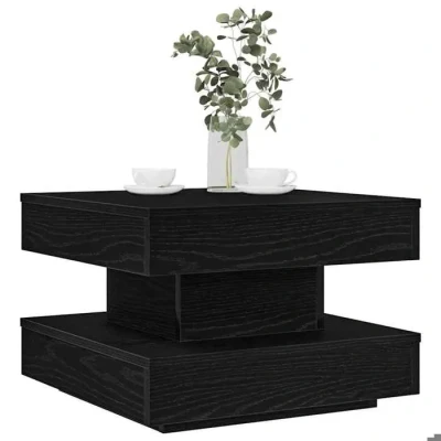 Image de vidaXL table basse rotative à 360 degrés noir 50x50x34,5 cm, d&#039;appoint, de salon, moderne, 858471