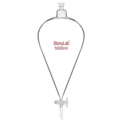 Image de stonylab 5000ml Entonnoir Séparateur à Paroi épaisse en Verre Borosilicaté, Separatory Funnel avec Joints 24/29 et Robinet PTFE (5000mL)