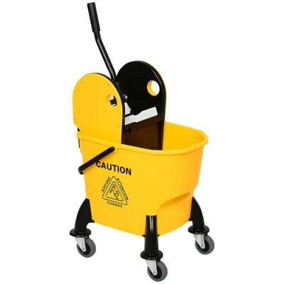 Image de HOMCOM Chariot de Nettoyage, ménage Professionnel avec Seau, capacité 26L essoreuse, d&#039;entretien, 44 x 36 90 cm, Jaune