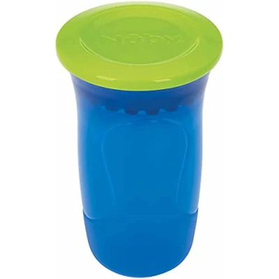 Image de Nuby Wonder 360 Gobelet avec bord en silicone 300ml facile à nettoyer composée de deux parties 6m+ Bleu