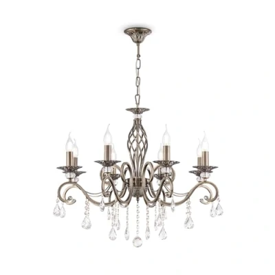 Image de MAYTONI DECORATIVE LIGHTING lustre, Suspension Bougeoir, style classique, chic, magnefique, 8 lampes, luminaire en métal couleur bronze décoré de pampilles cristal, E14, 60W 220 240V …