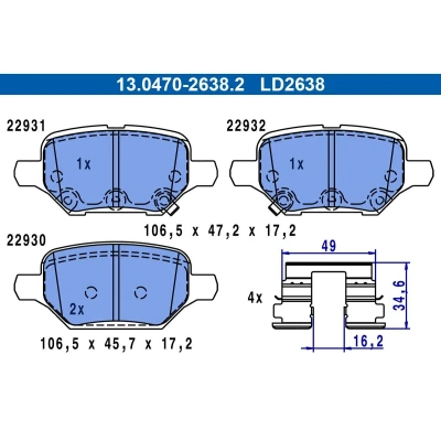 Image de Kit de plaquettes frein, frein à disque ATE 13.0470 2638.2