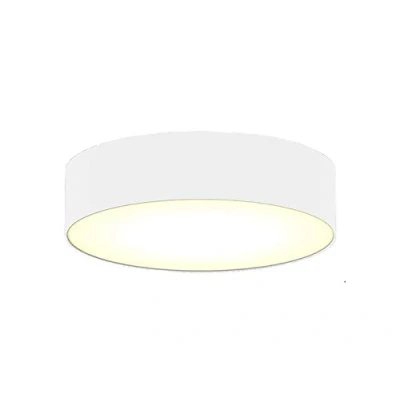 Image de Plafonnier rond élégant avec éclairage LED Abat jour en tissu Lumière chaude à travers l’abat satiné, Weiß, Ø 30 cm