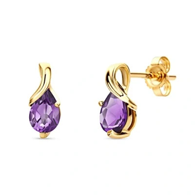 Image de Orovi Bijoux Femmes Boucles d&#039;Oreilles poires avec Pierre Précieuse Améthyste violette pendantes en Or Jaune 9 Carat / 375