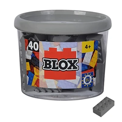 Image de Simba Blox 104114539 40 Blocs de Construction Gris pour Enfants à partir 3 Ans, 8 Briques, en boîte, Haute qualité, entièrement compatibles avec Nombreux Autres Fabricants