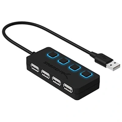 Image de SABRENT Hub USB, Data 4 Ports, Adaptateur USB multiport avec des commutateurs et voyants d&#039;alimentation individuels pour Laptop, Macbook, iMac, Notebook PC, clés etc (HB UMLS)