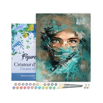 Image de Figured&#039;Art Peinture par Numéro Adulte avec Cadre Regard envoutant Activité Manuelle Kit de Loisir Créatif DIY d&#039;Art Complet 40x50cm toile tendue sur châssis
