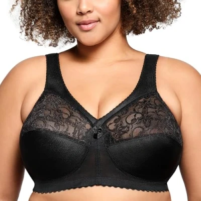 Image de Glamiorise 1000 Soutien gorge MagicLift grand maintien classique Femme Noir (Noir 002) FR: 95B(Taille fabricant:80B)