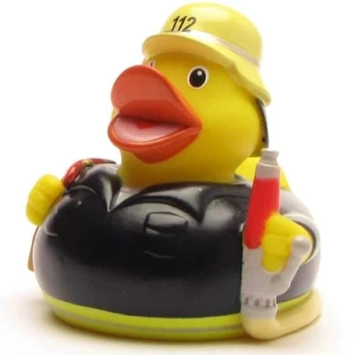 Image de Duckshop Canard de Bain grinçant Motif Pompiers 112 I avec Porte clés dans Le Set