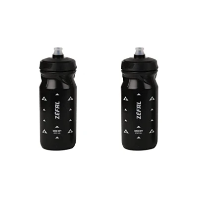 Image de ZEFAL Pack Sense Soft 65 Lot de Deux Bidons Velo et VTT Gourde Sport Souple Inodore Bidon Eau Sans BPA Tetine Silicone Noir, 650ML