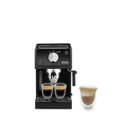 Image de De&#039;Longhi Machine à expresso ECP 31.21 Porte filtre avec finition aluminium Buse de mousse lait 1 ou 2 tasses Espresso Convient également pour les dosettes Noir