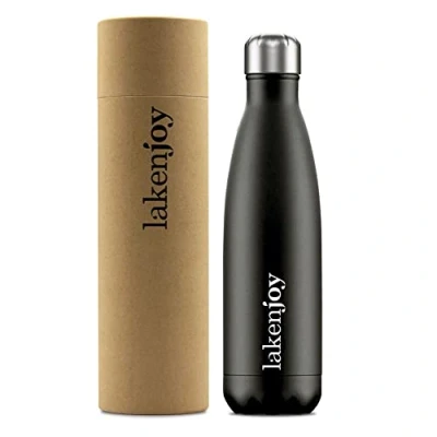 Image de LAKEN Joy Bouteille Isotherme d&#039;eau en Acier Inoxydable, Goulot étroit, avec Double Isolation, 12 h de Chaleur et 24 Froid, 500ml Noir