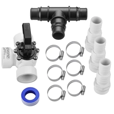 Image de Kit de dérivation 12 pcs Bypass Piscine Pompe Filtration Chaleur Solaire connecteur en T Bande téflon vanne 3 Voies